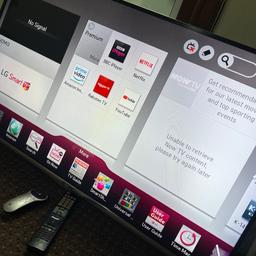 Lg 47 inch led tv genuine remote controls
No base stand or wall bracket so will have to be mounted into wall 
Fully working and in great condition  
Fully Wi-Fi with YouTube and Netflix 
1080p hd with built in freeview channels
HDMI and usb connections  
£170 can deliver and set up if required 
Message with postcode thanks 
Bargainstop online sales