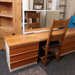 SALE - Was £150 NOW £120.

This lovely vintage teak very large dressing table with mirror comes into three separate sections as the dressing table top, held in by dowels, will just lift off leaving the two individual sets of drawers... The mirror will also lift off. The whole set is in very good all-round used condition.

Full length - 88 inches long x 17 inches deep x 26 inches high.
The smallest set of drawers nearest to us is 24 inches long and the largest set is 40 inches long.

Our second hand furniture mill shop is LOW COST MOVES, at St Paul's trading estate, Copley Mill, off Huddersfield Road, Stalybridge SK15 3DN... Delivery available for an extra charge.

If you are interested in this or any other item, please contact me on 07734 330574, or on the shop 0161 879 9365...Many thanks, Helen. 

We are OPEN Monday to Friday from 10 am - 5 pm and Saturday 10 am - 3.30 pm... CLOSED Sundays.  CLOSED Bank Holiday long weekends...