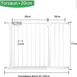 UISEBRT Türschutzgitter, ohne Bohren, Treppenschutzgitter für Kinder 95-105cm breit, Metall Gitter Weiß