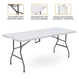 Please note collection is from Unit four gym Phillips Street B6 4pt Aston.
Delivery can be arranged for a small fee depending on your location 

Brand new boxed. 6ft Folding Table.
Think of the ways you can use our Folding Multi-Purpose Table in your home. For family and friends get-togethers, celebrations, and parties, it's the ideal extra table to sit at or serve food on, both indoors and outside. Plus, it folds away afterward to save space.

It has a hardwearing HDPE top