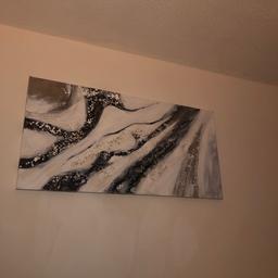Large next canvas
Grey marble 
Has diamonds encrusted on for 3d effect