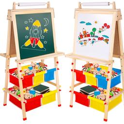 Colour	original wooden colour
Product dimensions	72.5D x 59W x 8H centimetres
Material	Engineered Wood, Wood, Polypropylene
Brand	YULEYU
Item weight	7.3 Kilograms

100% Wood, this art easel brings you closer to nature
Unlike other small drawing boards on the market
With more storage pockets,
To avoid injuries, we use child-friendly screws
Children come to the critical period of drawing, and many ideas need to be displayed on the board.