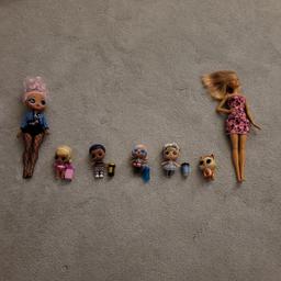 Lol dolls,lol pet,barbie doll and Omg doll. All very good condition with accessories.