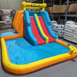 BeBop
13ft 8" Neptune Tower Water Slide
Bouncy Castle

Item was used few times, still in good condition, fully working, without any damages, has normal signs of used (little bit dirty).

Specification:
Unpack, inflate and be ready to slide within 5 minutes
Can be used both wet or dry for all weather fun
Double lane water slide with super soak over slide water spray
Electric fan, water tubing and all accessories are supplied
Suitable for children ages 3 to 10 years old
Two water slide lanes with bouncy barrier
Extra large splash pool doubles as a ball pit
Super soaking water cannon
Easy climb wall and enclosed netted canopy
With blower fan, carry bag, repair kit and anchor pegs
Water tubing included - fits to a standard hose
Balls are not included in the ball pit
Dimensions: L 420 x W 300 x H 230 cm
Weight: 26 kg

RRP £399.99