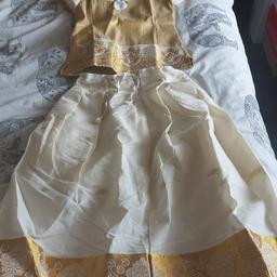 Girls Indian two peice skirt and top made from Real Silk and linen handmade not sure size but would say 3-4yrs- 4-5yrs, Was bought in India.