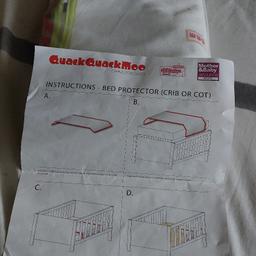 QuackQuackMoo mattress protector for a cot or crib, used once but has been washed and cleaned.