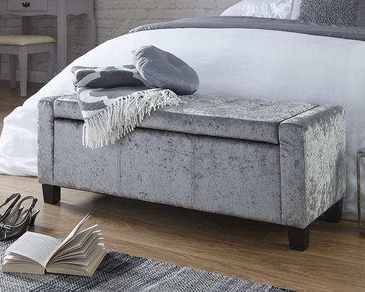 Buy & Sell Greater Manchester Bolton - Photos for New boxed grey crushed velvet ottoman.