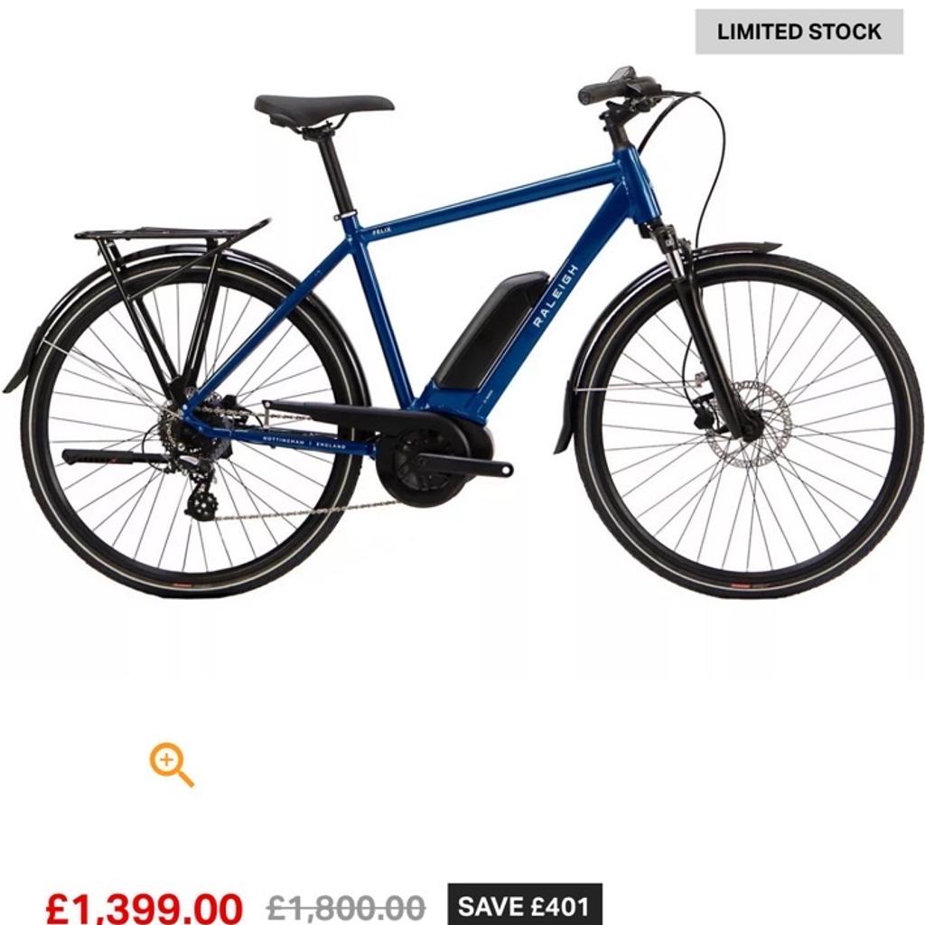 Comes with all chargers and cables
48CM Frame

25-30 miles 40 max

Bosch Active Line Motor
Recharge time 2.5Hours

Front & Back mudguards

Luggage rack and kickstand

Receipt available
RRP : £1400

Used once.

Delivery may be available.