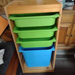 wooden IKEA trofast storage unit with boxes
used but good condition 
from smoke and pet free home