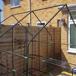 Outsunny Walk in Garden Greenhouse with Shelves Polytunnel Steeple Green house Grow House Removable Cover 143x138x190cm,  brand new never used put up two big for garden