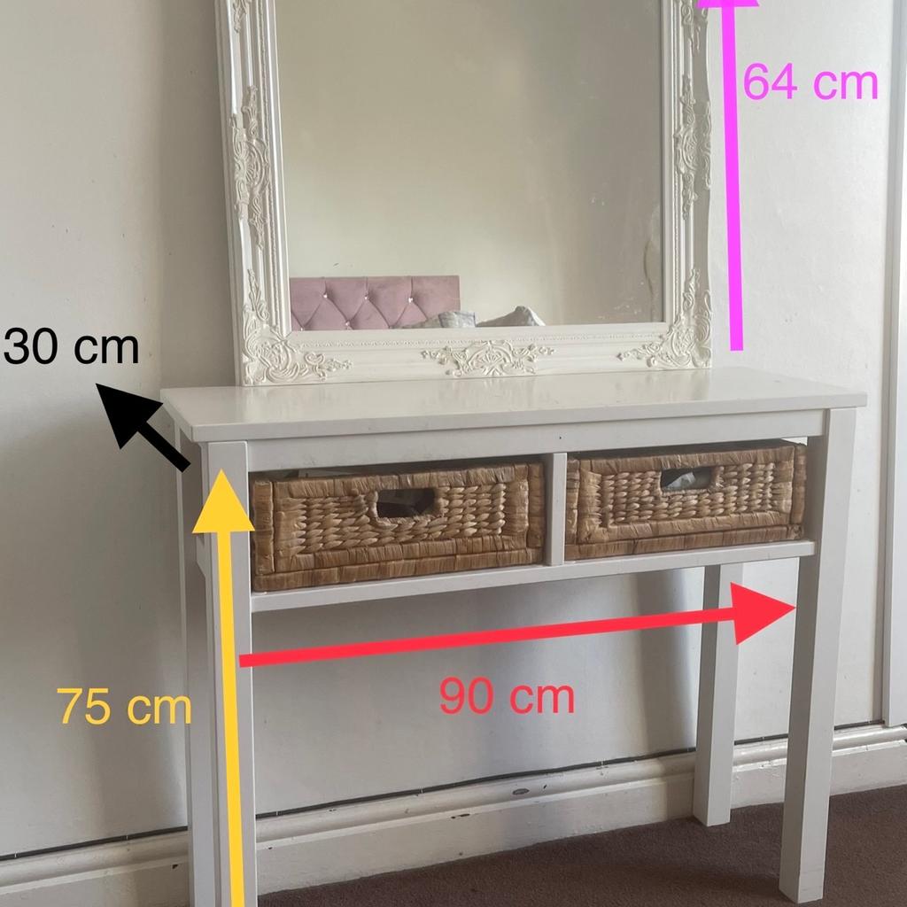 Dressing table with mirror.
Dressing table top needs cleaning or painting otherwise all in good condition. Collection from Ls7