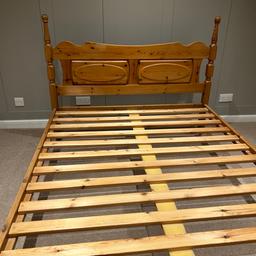 Marks and Spencer double bed frame
Solid pine bed
No mattress included
Study frame
All fittings included
Bed is disassembled for easy transportation 