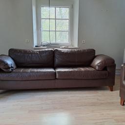 Machalke Dreisitzer- Couch (226cm Gesamtlänge, 98cm Gesamttiefe, Sitzfläche ca 156x56cm), 77cm hoch aus Echtleder, altersgemäß leichte Gebrauchsspuren