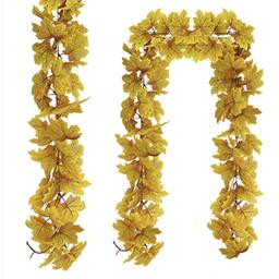 ARTIFICIAL AUTUMN MAPLE LEAF GARLANDS - 2 PACK 260CM LENGTH FAKE HANGING AUTUMN LEAVES VINE DECORATION, REALISTIC FALL FOLIAGE WREATH DECOR FOR ROOM AND GARDEN WALL AESTHETIC INDOOR/OUTDOOR.