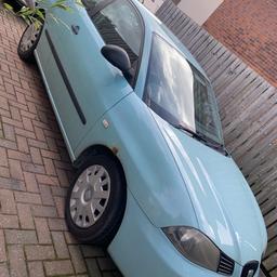 Seat ibiza 1.2 petrol 3 door in blue, only 48000 miles , just had full mot , perfect 1st car, few age related marks, front wings have rust patches easily replaced with new salvage wings taken in part ex to clear at £1100 tel 07741570635