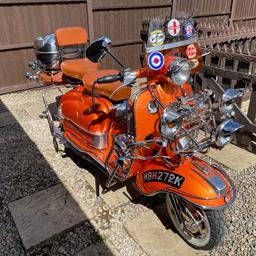 Genuine Classic Scooter
Model- 1972 Indian API 150cc series 2 scooter.
Registered as Li 200.
Maintained to a high standard.
Regularly serviced with parts replaced as required.
Tax and MOT exempt.
Too many extras and accessories to list therefore for interest and further details please contact:-
Pete on - 07958208233.

Collection only.