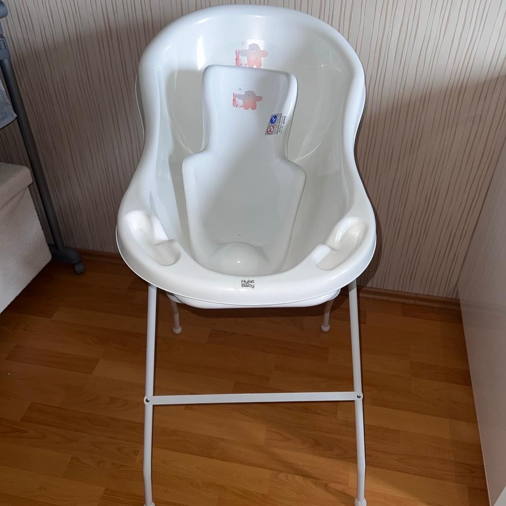 Baby Badewanne mit Thermometer, Gestell & Stöpsel, Badewannensitz - stabil und bequem - für Neugeborene und Babys