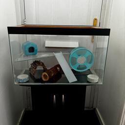 Hamster or mouse glass cage with home made lid

Full set up ready for your pet

L : 24 inch H : 15 inch W : 12 inch

I used it for a single male mouse

Collection from Donnington Telford TF2