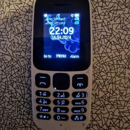 NOKIA 105 DS TA-1034
takes 2 sim cards
unlocked fully working but as no bk cover

only £8 pounds 
worth £17 -24 pounds online 
the screen shot is there to prove it.....