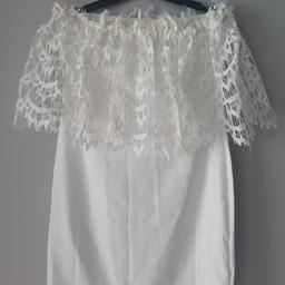 Strapless White evening dress size L. Worn once, pick up only
