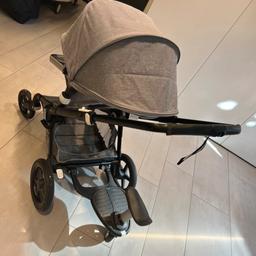 Excellent condition
Bought new in 2020 - did not use it during covid as was abroad 
Black frame
Grey melange with white inside
Includes bugaboo footmuff, bugaboo board with seat, bugaboo cup holder, bugaboo raincover, bugaboo clips to put a car seat on the pram and bugaboo book
Grey melange with white inside, premium quality
Newborn bassinet or toddler seat
Very sturdy
Pick up sw1w