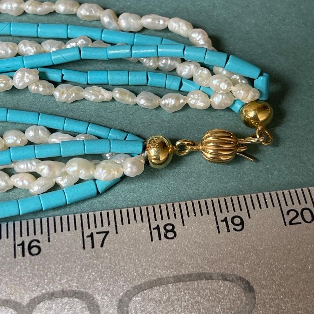 Collana perle turchese e oro 18 kt