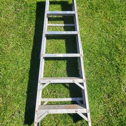 Aluminium step ladder very sturdy well used but still good set of ladders need a bit of oil bit stiff to open missing the rubber bung of the bottom