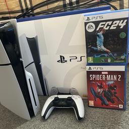 I’m selling a pretty much brand new PS5 (Controller & Wires with box included) with Spider-man 2 and Fifa 24 for only £500 (I’m willing to take offers) I can deliver or you can collect.