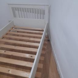 Well made White single bed Frame. Needs to be assembled but all parts are present. Cash only, buyer collects. This a hard wood bed.