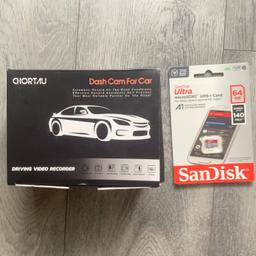 New Dash cam (box opened to take pics, but item never used) & memory card.

Collection from Chellaston.