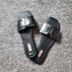 silver strappy sandals. never used. size 7. 
Black slides never used.size 6 must collect unless local to burnley. £5 for both.