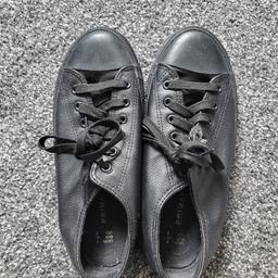 Black pvc leather look converse style trainers. never used. size 6. collection only unless local to burnley.