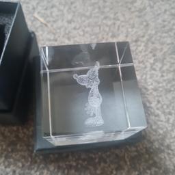 decorative cube with laser mickey mouse inside. Has box