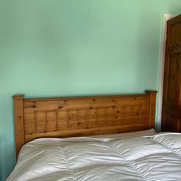 solid wood bedroom set, ideally to go together but can sell separately. mattress included for bed. bed dismantled, drawers and wardrobe will fit in van. can be dismantled.
