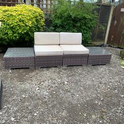 Rattan garden furniture
2 chairs
2 glass top tables
All single units so can have in any configuration