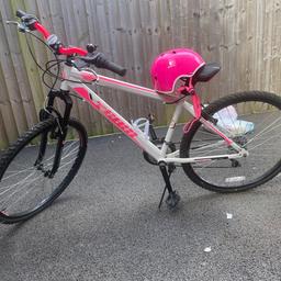 Perfect  pink bike.Comes with a helmet matching the bike. the tires are deflated but in good conditions for girls age from 11
