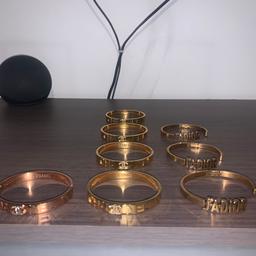 BRAND NEW BRACELETS

1x Chanel rose gold left
4x gold Chanel 
3x gold J’ADIOR

£5 each