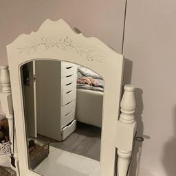 2x single leather bed.very good condition wooden slated base,also with a girls white dressing table with mirror and stool,hand crafted .
