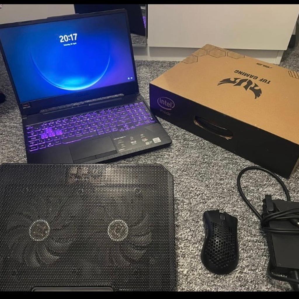 Asus tuf gaming laptop
As new condition
With box
Charger / power lead
Gaming cooling stand
Wireless gaming mouse
Brought for my son but he doesn’t use it .Cost £1000 new .

Processor- Intel®️ Core™️ i5-10300H Processor
- Quad-core
- 2.5 GHz / 4.5 GHz
- 8 MB cacheRAM- 8 GB DDR4 (2933 MHz)
- 32 GB maximum installable RAMGraphics card- NVIDIA GeForce GTX 1650
- 4 GB GDDR5Storage512 GB SSD

Can deliver within leicester