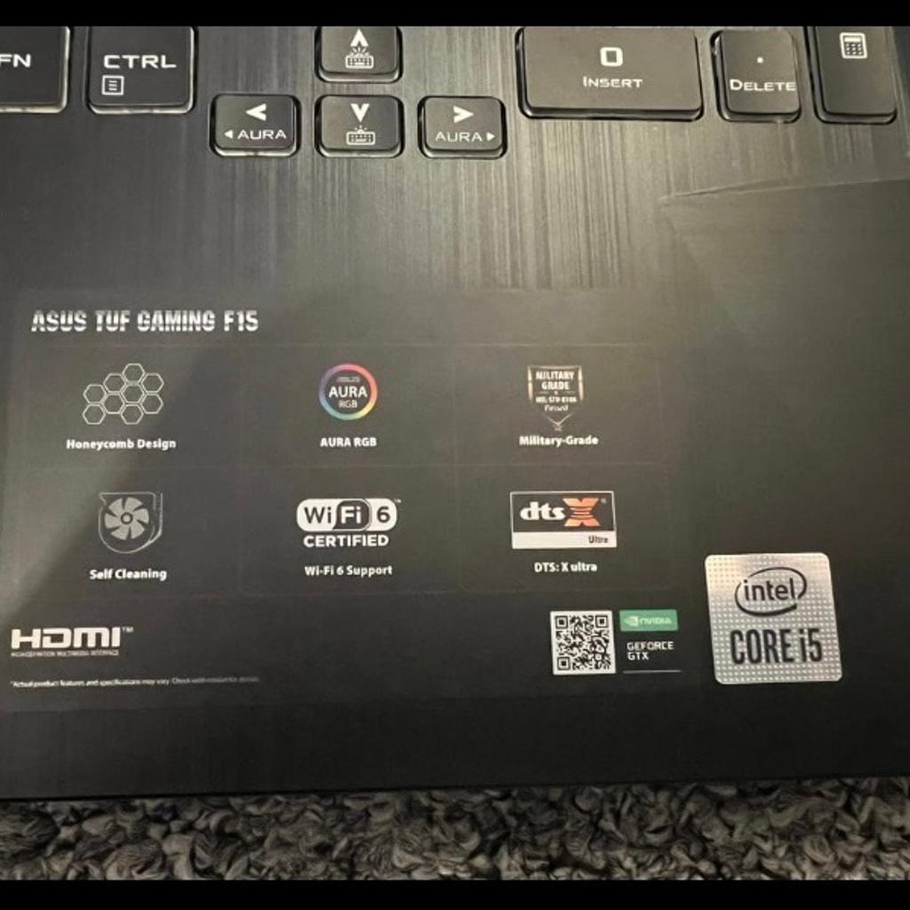 Asus tuf gaming laptop
As new condition
With box
Charger / power lead
Gaming cooling stand
Wireless gaming mouse
Brought for my son but he doesn’t use it .Cost £1000 new .

Processor- Intel®️ Core™️ i5-10300H Processor
- Quad-core
- 2.5 GHz / 4.5 GHz
- 8 MB cacheRAM- 8 GB DDR4 (2933 MHz)
- 32 GB maximum installable RAMGraphics card- NVIDIA GeForce GTX 1650
- 4 GB GDDR5Storage512 GB SSD

Can deliver within leicester