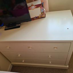 large solid wooden drawers. no longer have the changing table section hence holes on the top but this can be covered  

drawers £100 

wardrobe is matching and that's £250