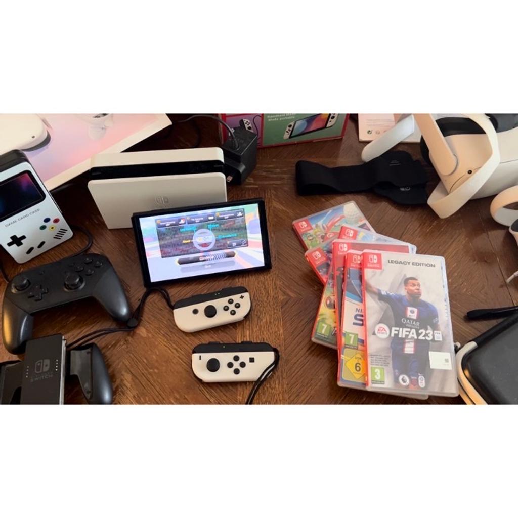 Im selling my Nintendo Switch hardly uses preferring my PS5. This is huge bundle including 6 games with Mario Deluxe, Mario golf, Fifa23,Mario Strikers Battle football, Metroid Dead,Nintendo sports thats bowling and other sports games. Additionally you have Nintendo traditional bluetooth controller bought separately to play like a Playstation or xbox controller as an option. Massive bundle worth close to £600 new from Argos. Ideally would seek cash on collection from home after viewing but will consider posting if contacted first to discuss. No time wasters please. Grab a bargain!