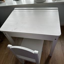 Sturdy Table and chair with storage. Used but in very good condition. prp  55 for desk and 22 for chair