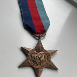WW2 British 1939 - 1945 star 

Purchased from a reputable collector sometime last year. Ribbon could be either reproduction or genuine the collector wasn’t sure and neither were many Reddit  WW2 medal communities. The star itself is original. Marks on the 5th point (going clockwise) obviously due to age/wear. 
£30, collection only.