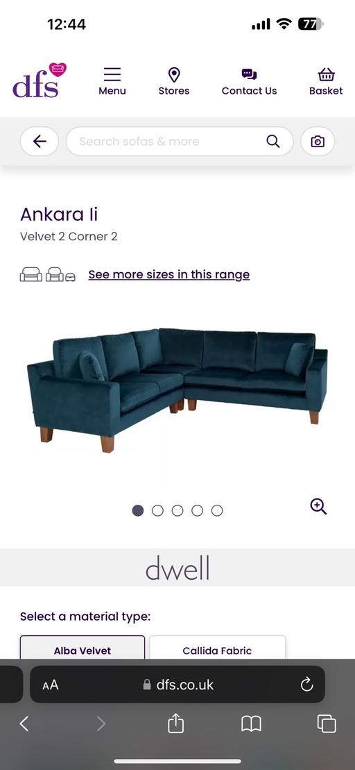 Buy & Sell Central London Warren Street - Central London - Photos for Dwell Ankara Velvet 2 Corner 2 Sofa