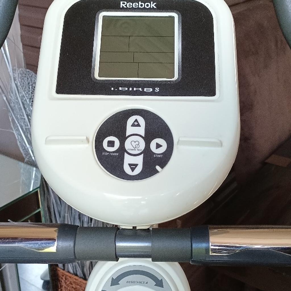 Reebok exercise bike in good condition. Various modes and settings to train with. Measures heart rate and calorie burn etc etc.

Can deliver for coat of petrol.