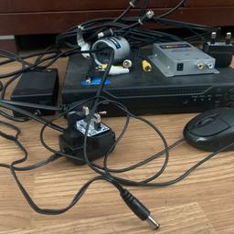 Bunch of random camera equipment, no idea what it is or if it works. Radio AV Receiver, Digital Video Recorder Box. Camera. Mouse. Bunch Of Wires. AC/DC Charger, Aerial Wires. Etc.
Collection Only.