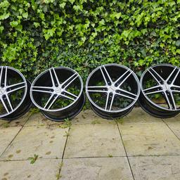 18" Calibre Alloys
Refurbed just over 6 months ago in Gloss Black with Diamond Cut spokes and silver rims.
Fronts 18 x 8J ET32
Rears 18 x 9J ET35
5 x 120

These are in very good condition as can be seen in pics. No cracks, welds or buckles. Had these on my BMW, but would suit a number of cars Mercedes, Audi, Nissan etc.

Bargain at £399! No offers please. All boxed up ready for collection. Or can send via courier for £42.
Any questions, please do not hesitate to contact me