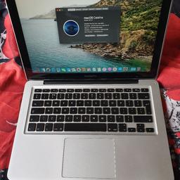 APPLE MACBOOK PRO A1278 13" LAPTOP WITH CHARGER 2.4GHZ I5 CPU, 8GB DDR3 128GB SSD RUNNING CATALINA. BATTERY STATUS SAYS "SERVICE RECOMMENDED" BUT STILL LASTS A FAIR WHILE + ARE CHEAP + EASY TO REPLACE IF NEED BE. IN GOOD CONDITION WITH MINOR MARKS IN PLACES. IT'S A NICE MACBOOK WITH NEW SSD + NEW INSTALL OF MACOS CATALINA + UPTO DATE. COLLECTION IS CHESTERFIELD OR LOCAL DELIVERY FOR FUEL COST.