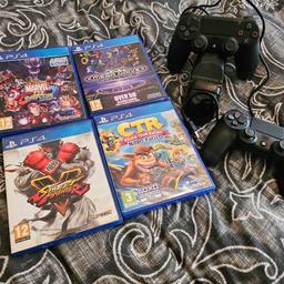 2x ps4 remotes with double charger and 4 games all in great condition apart from the street fighter case, but disc is sound, £50 no lower, puo m6 area salford.